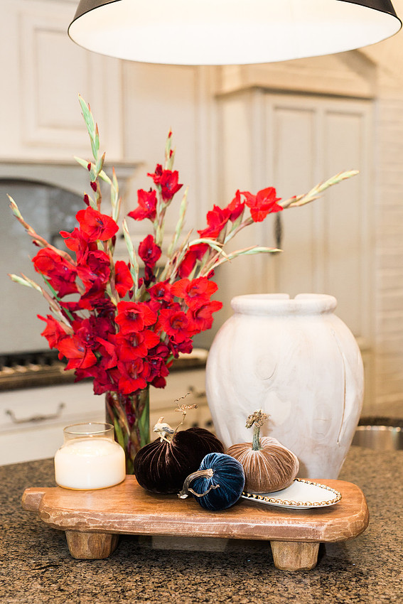 Styled product photo of artisan velvet pumpkins for Etsy shop listing