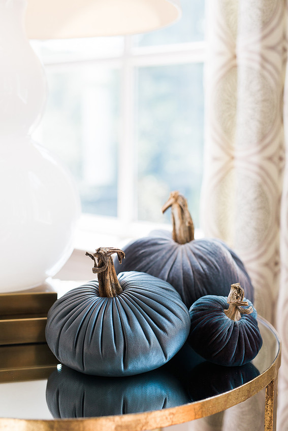 Styled product photo of artisan velvet pumpkins for Etsy shop listing