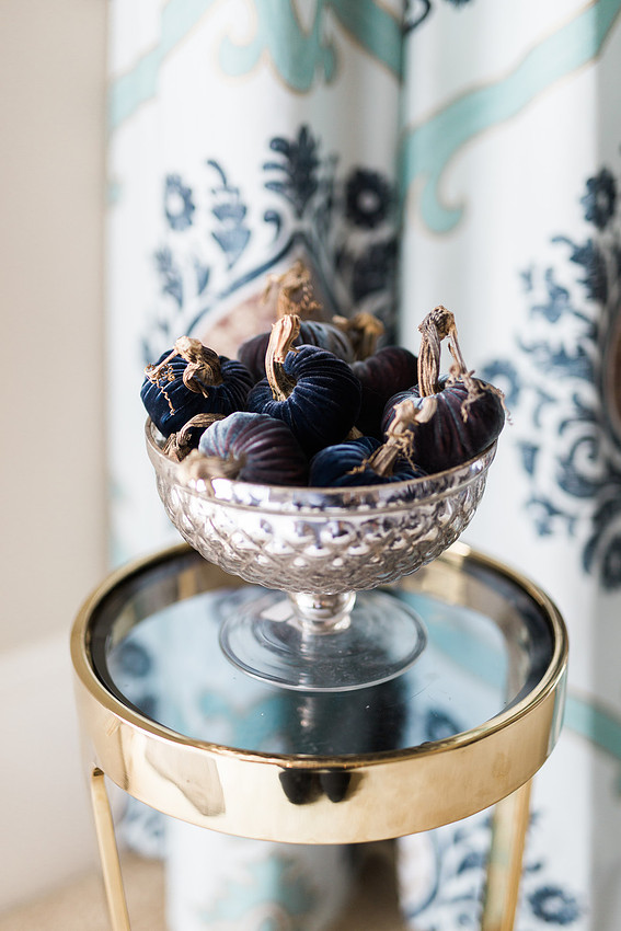 Styled product photo of artisan velvet pumpkins for Etsy shop listing