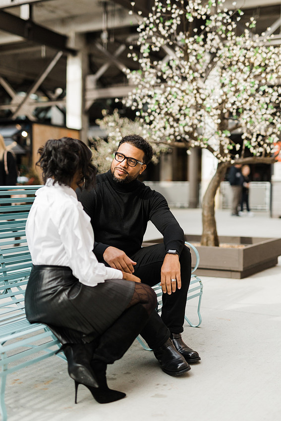 Joyful family moment captured outdoors at Ponce City Market during the holidays.