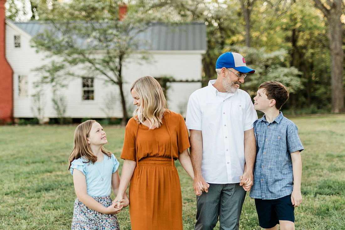 A family walking and holding hands